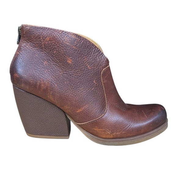 Korks Gemini Brown Distressed Leather Zip Up Ankle Boots Booties #Q43906 Size 9M - Picture 5 of 12